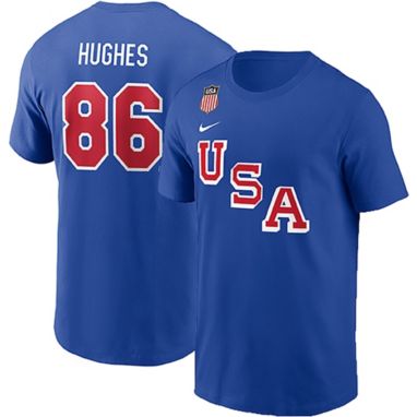 sorry, Nike Men's Olympics USA Hockey Royal Jack Hughes #86 T-Shirt is currently out of stock