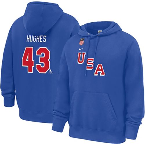 Nike Men's Olympics USA Hockey Royal Tage Thompson #72 Pullover