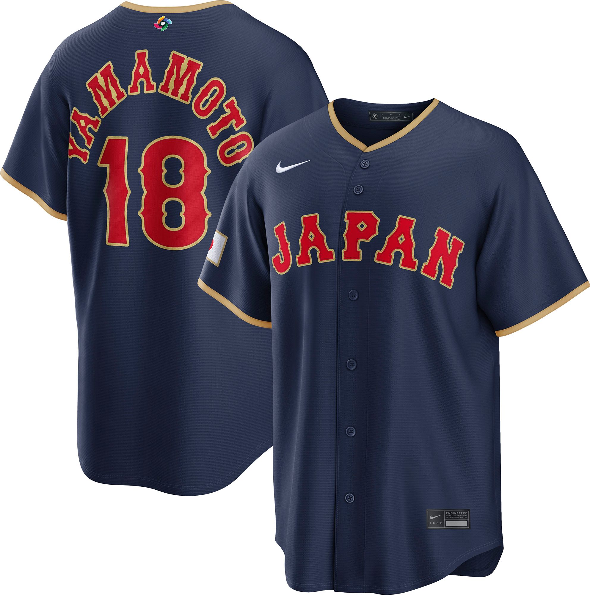 Nike Men's World Baseball Classic 2026 Japan Navy Yoshinobu Yamamoto #18 Stadium Road Jersey product image