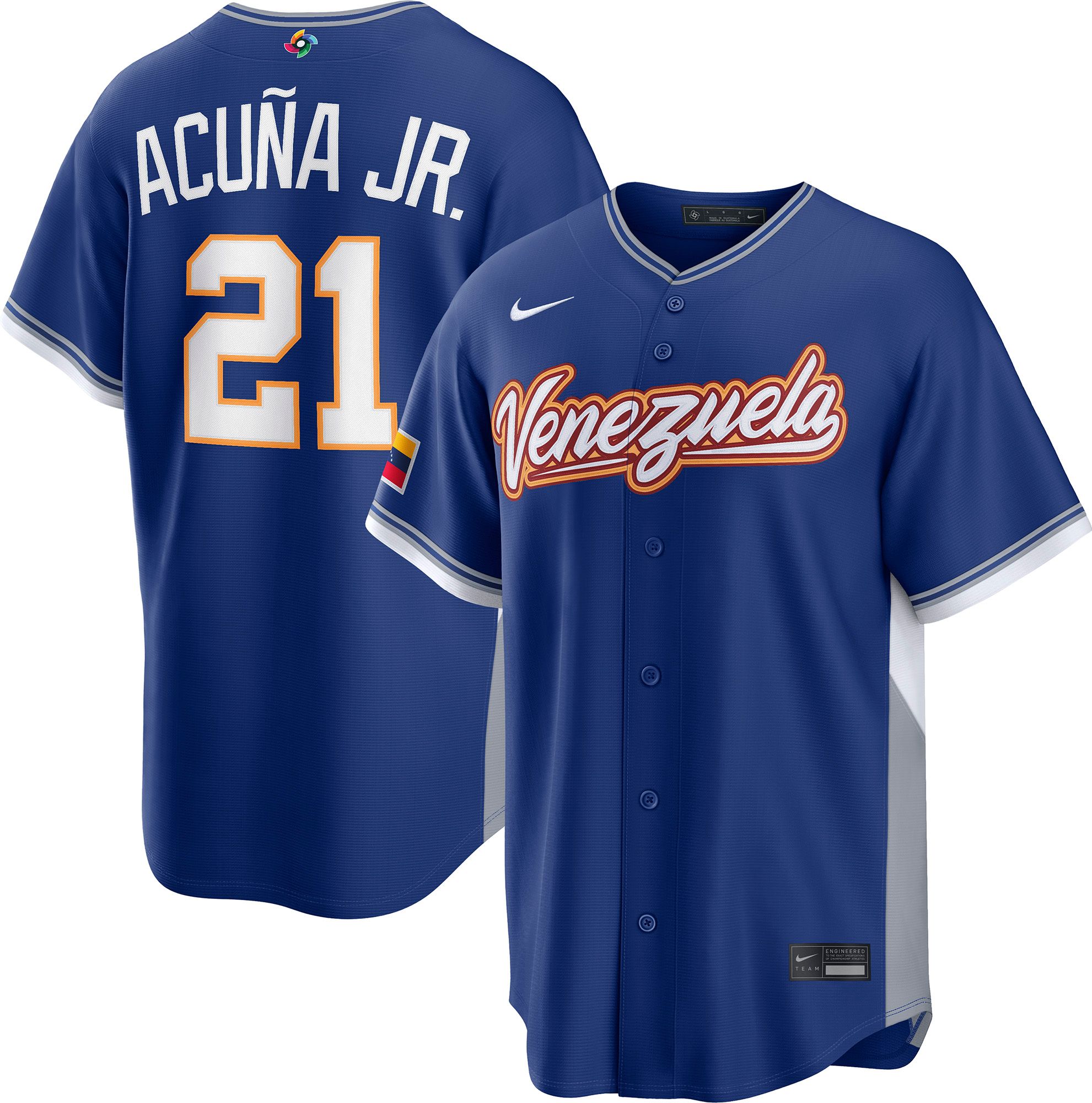 Nike Men's World Baseball Classic 2026 Venezuela Blue Ronald Acuña Jr. #13 Stadium Road Jersey product image