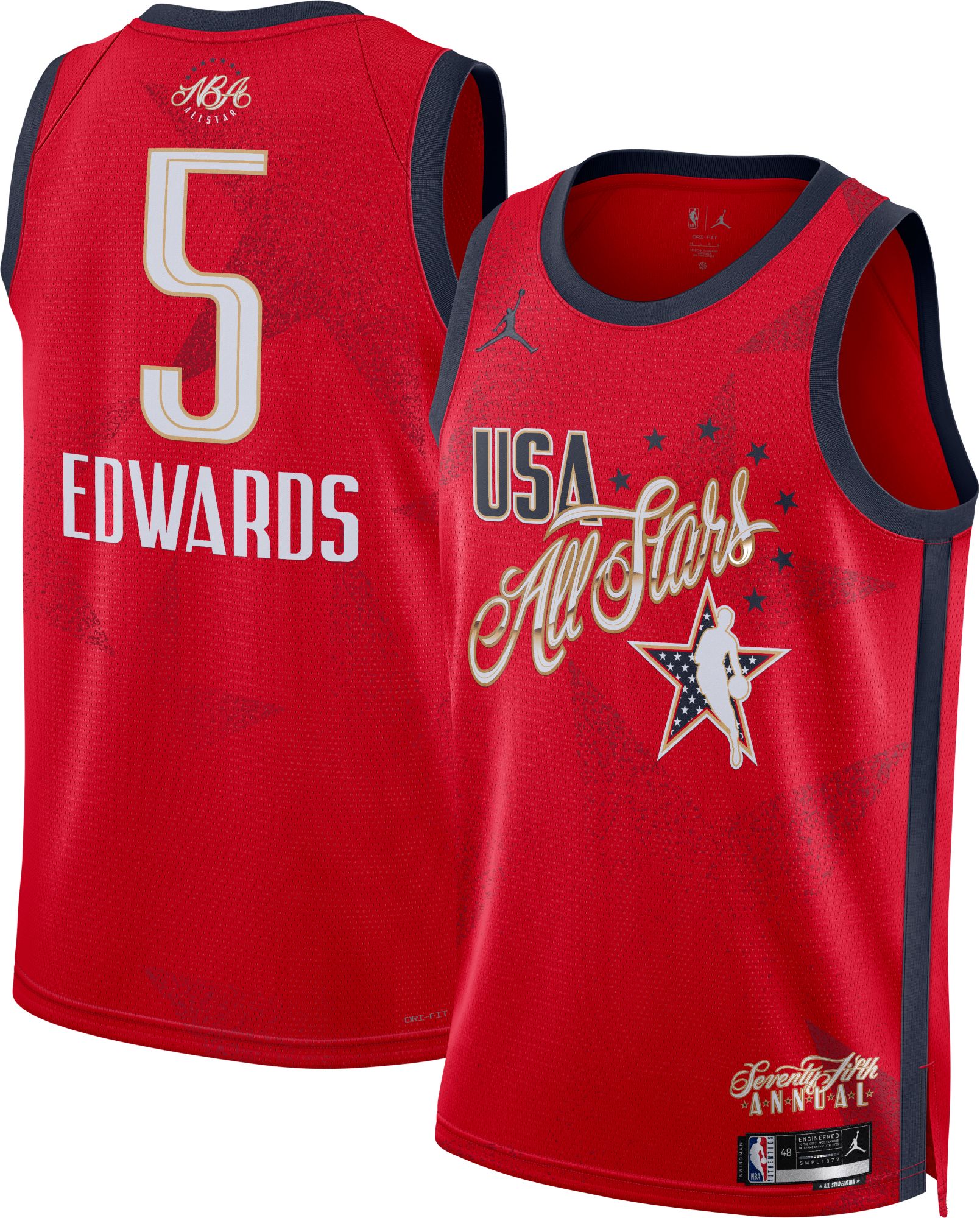 Jordan Adult 2025-26 NBA All-Star Game Anthony Edwards #5 Red Swingman Jersey product image