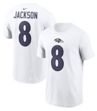 Nike Men's Baltimore Ravens White Lamar Jackson #8 T-Shirt