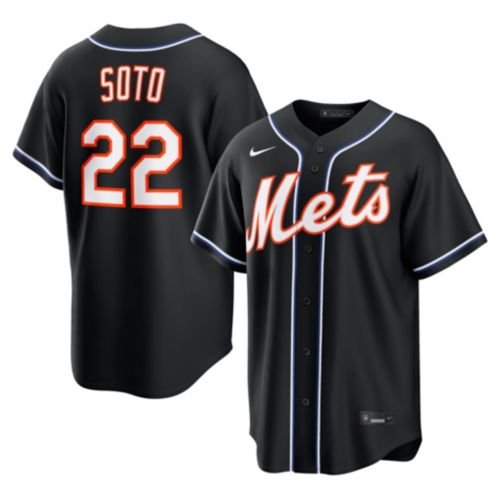 Nike Men's New York Mets Black Francisco Lindor #12 Carbon Replica