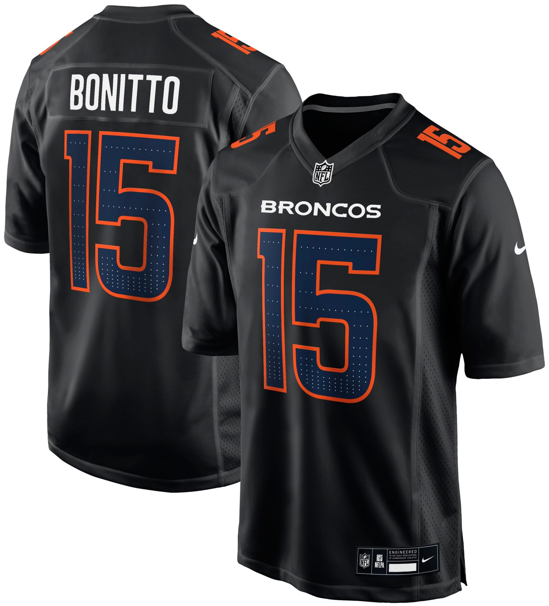 Nike Men's Denver Broncos Nik Bonitto #15 Black Fashion Game Jersey product image