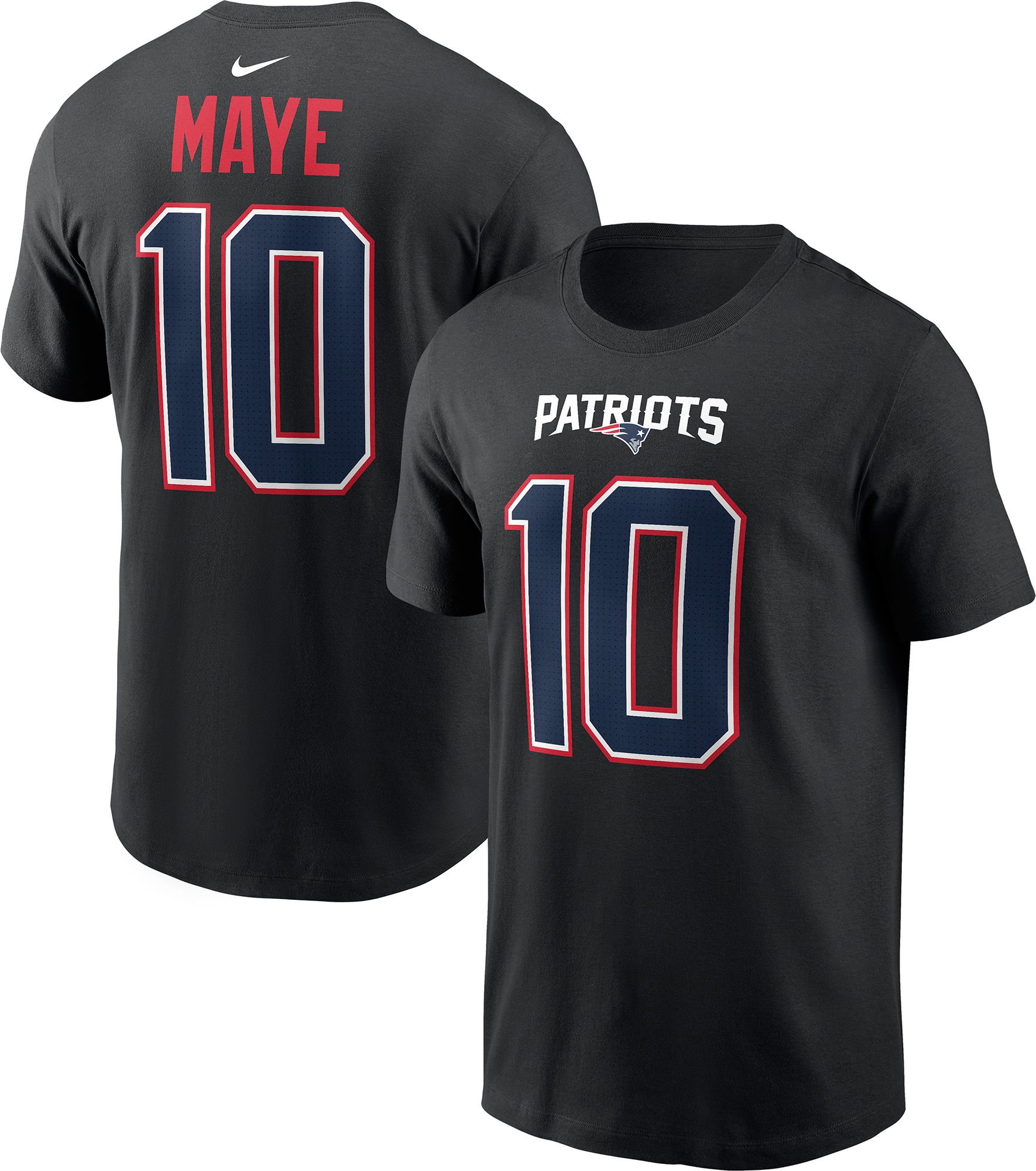 Nike Adult New England Patriots Drake Maye #10 Black T-Shirt product image