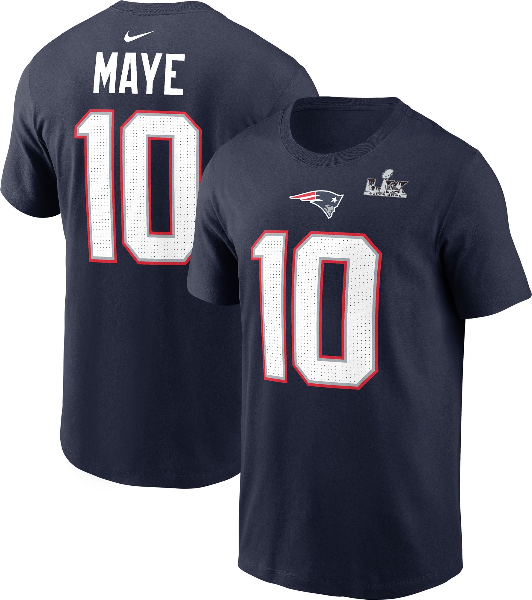 Nike Men's 2025-26 Super Bowl LX Bound New England Patriots Drake Maye #10 T-Shirt product image