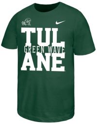 Nike Youth Tulane Green Wave Green Stacked Name Drop T-Shirt
