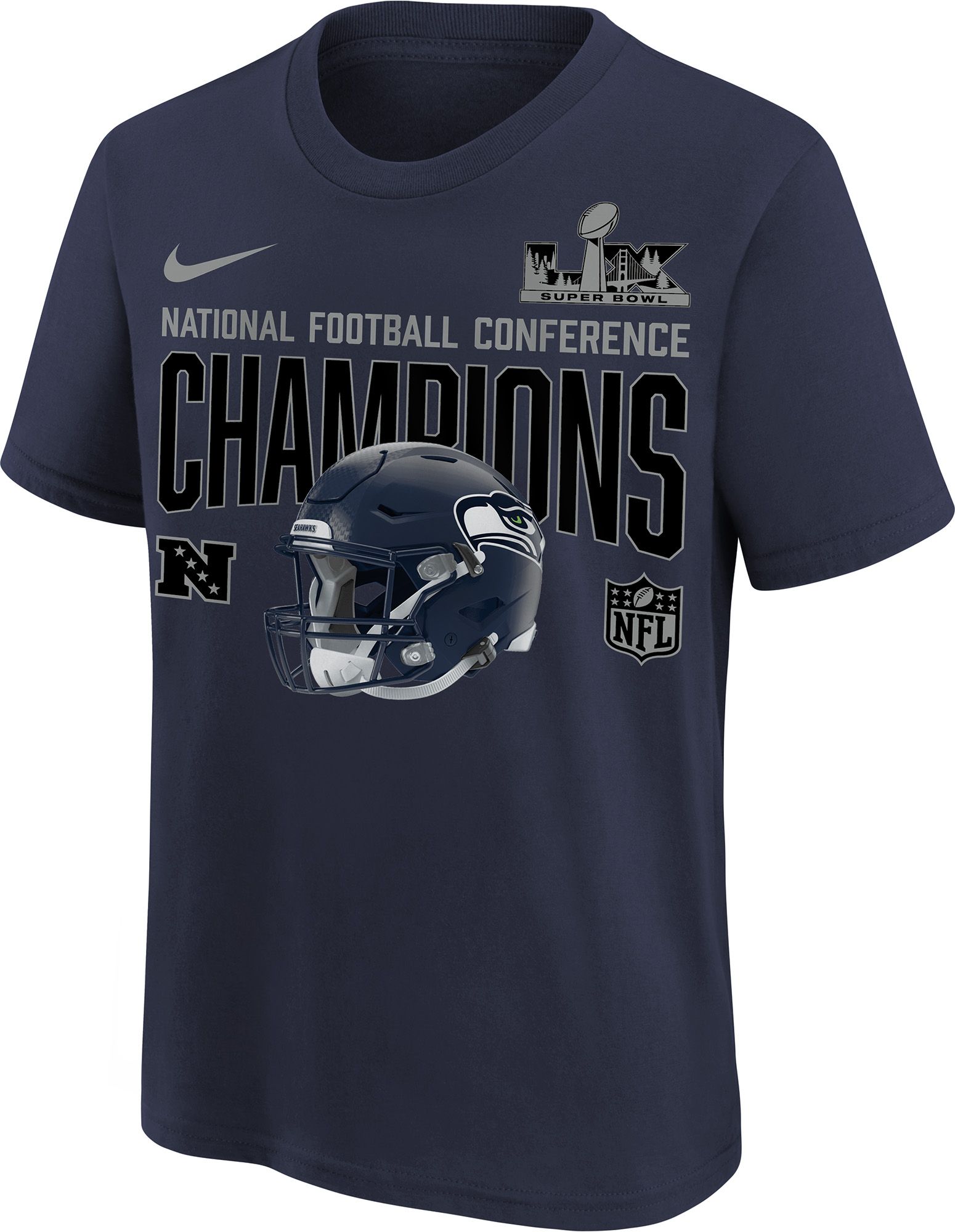 Nike Youth 2025-26 NFC Champions Seattle Seahawks Helmet T-Shirt product image