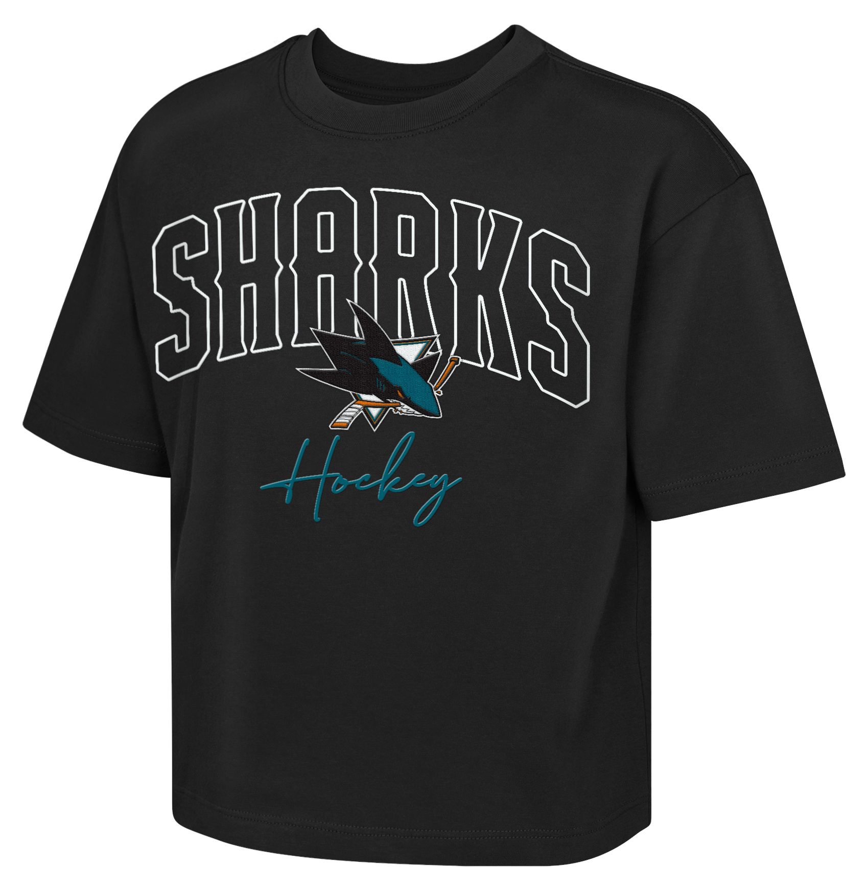  SHIMIZU SHARKS 選手支給品 L 黒/青 NHL Girls' San Jose Sharks Black Embro Drip Boxy T-Shirt | Dick's