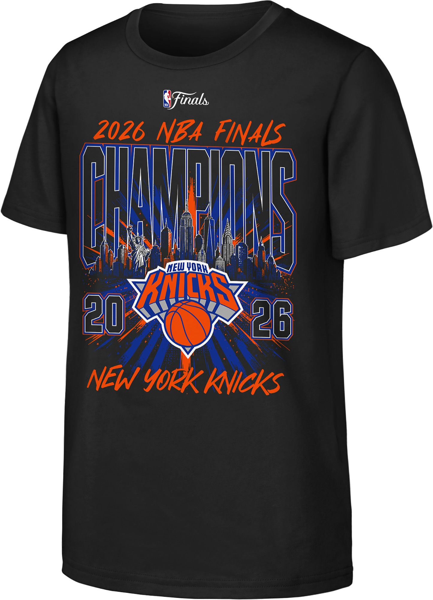 NBA Youth 2026 NBA Champions New York Knicks Fireworks T-Shirt