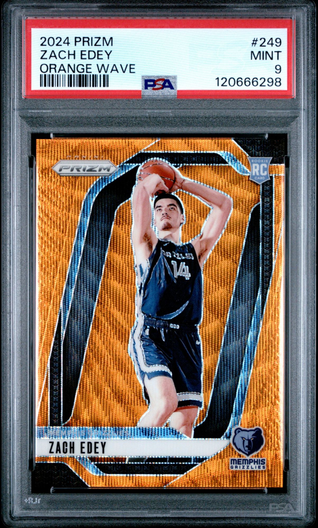 2024 Panini Prizm 249 Zach Edey Orange Wave PSA 9 product image