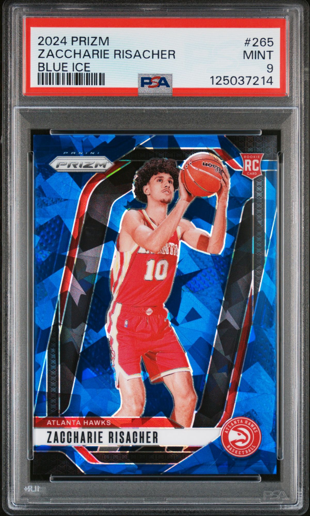 2024 Panini Prizm 265 Zaccharie Risacher Blue Ice PSA 9 product image