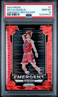 2024 Panini Prizm Emergent 7 Matas Buzelis Red Pulsar PSA 10