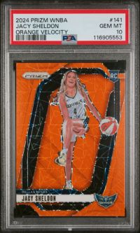 2024 Panini Prizm WNBA 141 Jacy Sheldon Orange Velocity PSA 10
