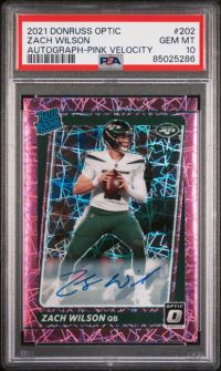 2021 Panini Donruss Optic 202 Zach Wilson Autograph-Pink Velocity