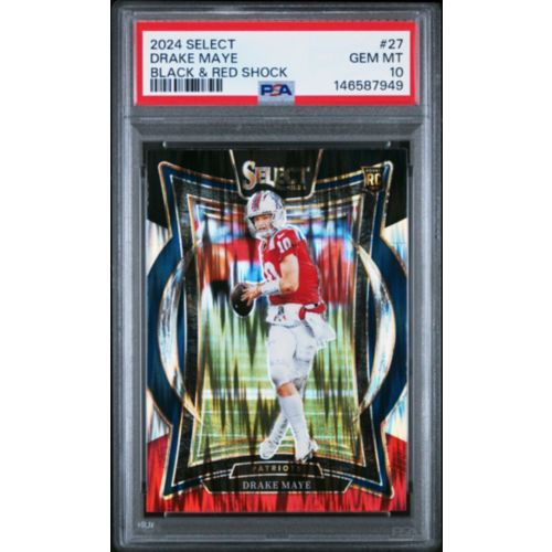2024 Panini Select 113 Drake Maye Black & Red Shock PSA 10