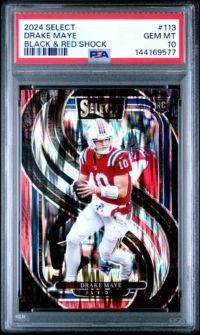 2024 Panini Select 113 Drake Maye Black & Red Shock PSA 10