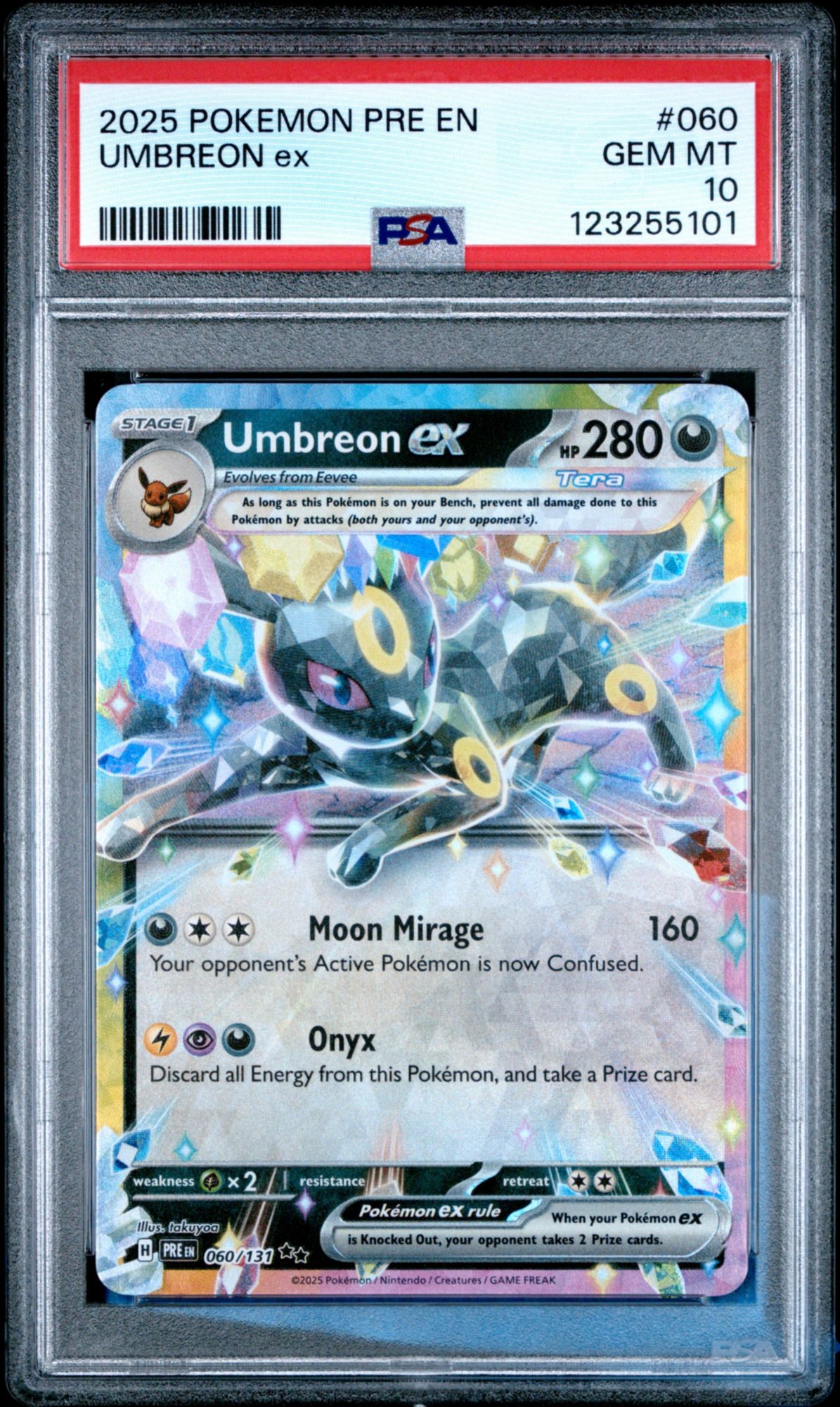 2025 Pokemon Pre En-prismatic Evolutions 060 Umbreon Ex PSA 10