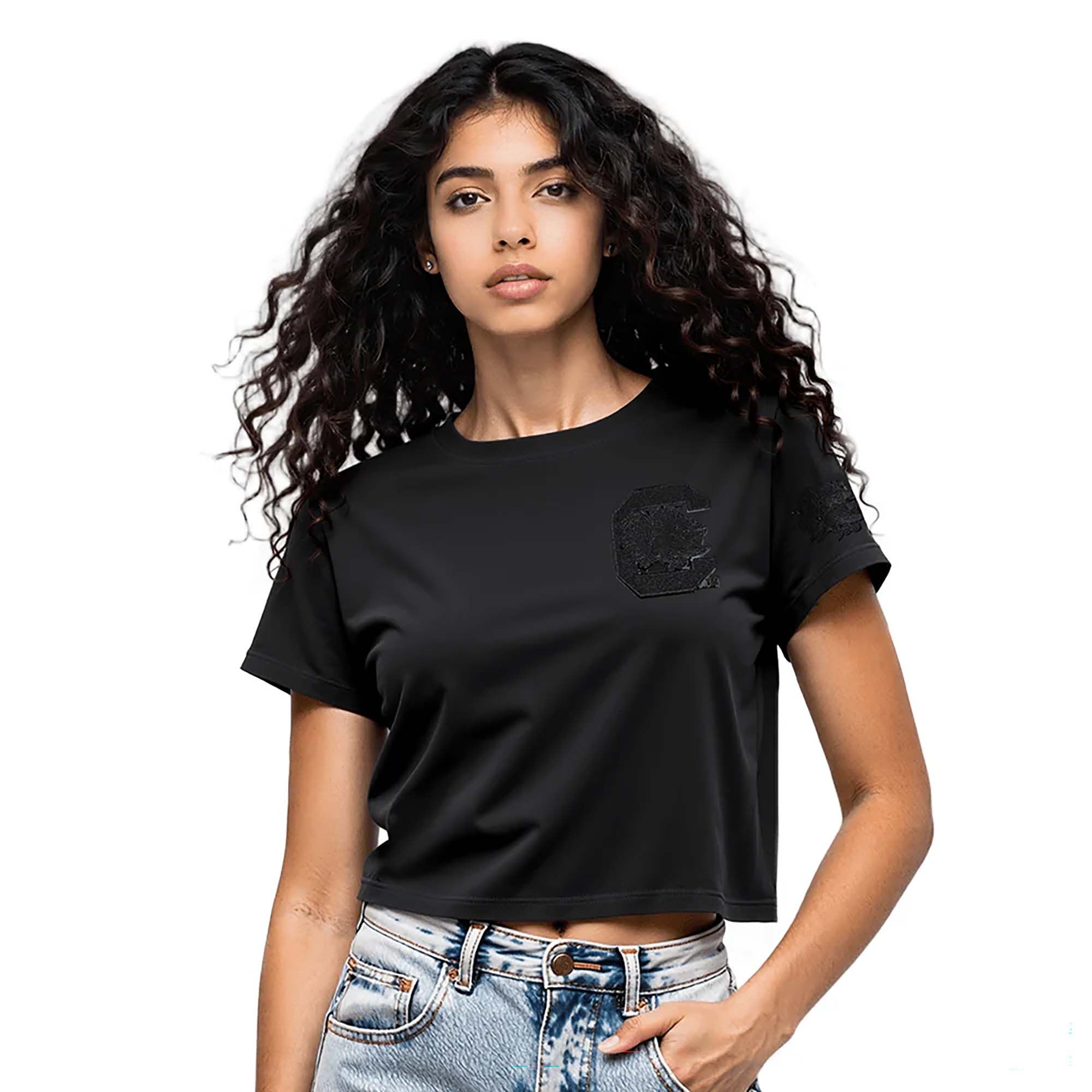 Pro Standard Women's South Carolina Gamecocks Triple Black Boxy T