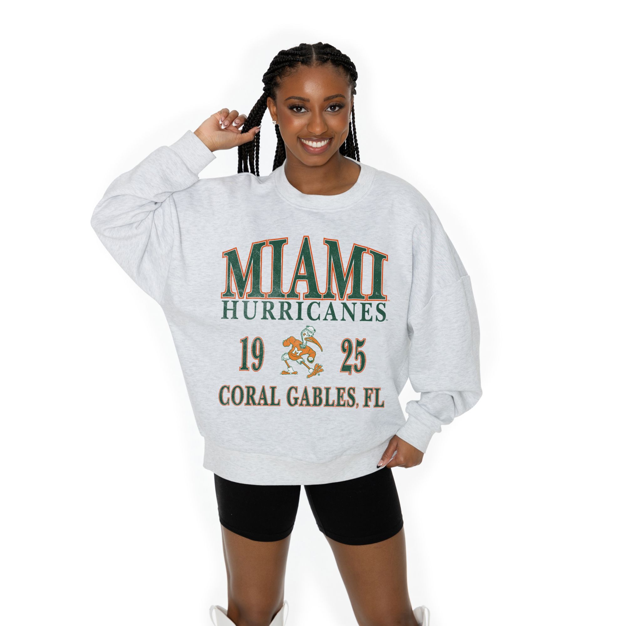 Gameday Couture Women's Miami Hurricanes White Oversized Crewneck Sweatshirt product image