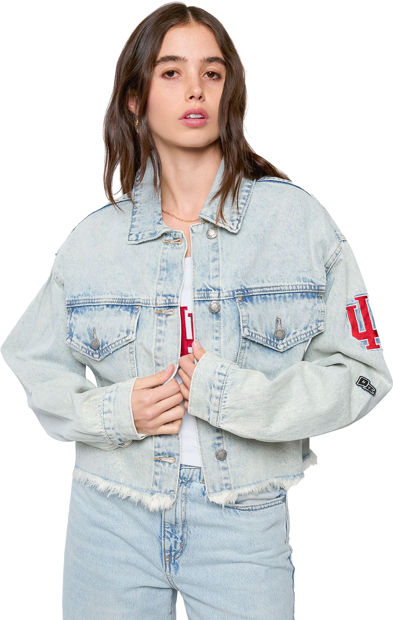 Hype and Vice Women's Indiana Hoosiers Light Blue Jean Jacket product image