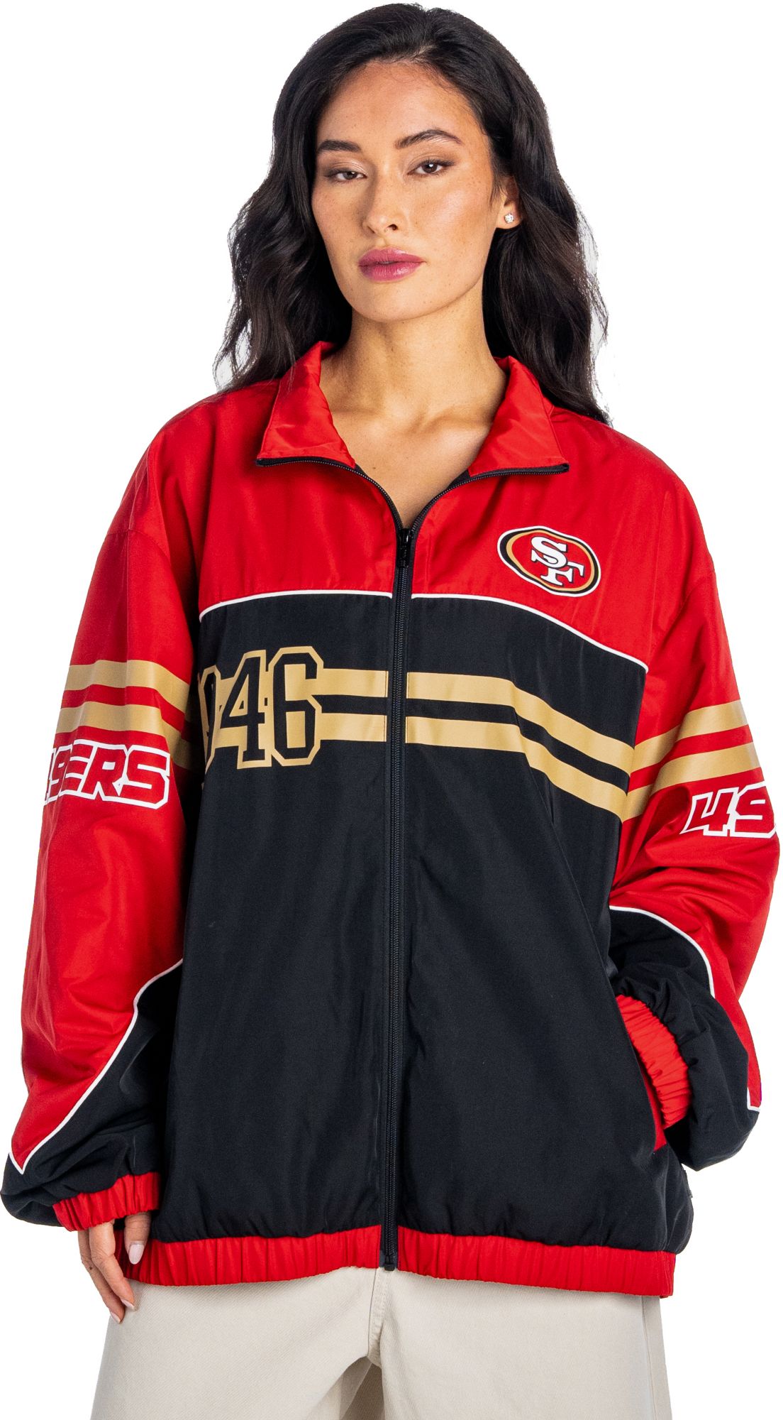 The Wild Collective Women's San Francisco 49ers Oversized Full-Zip