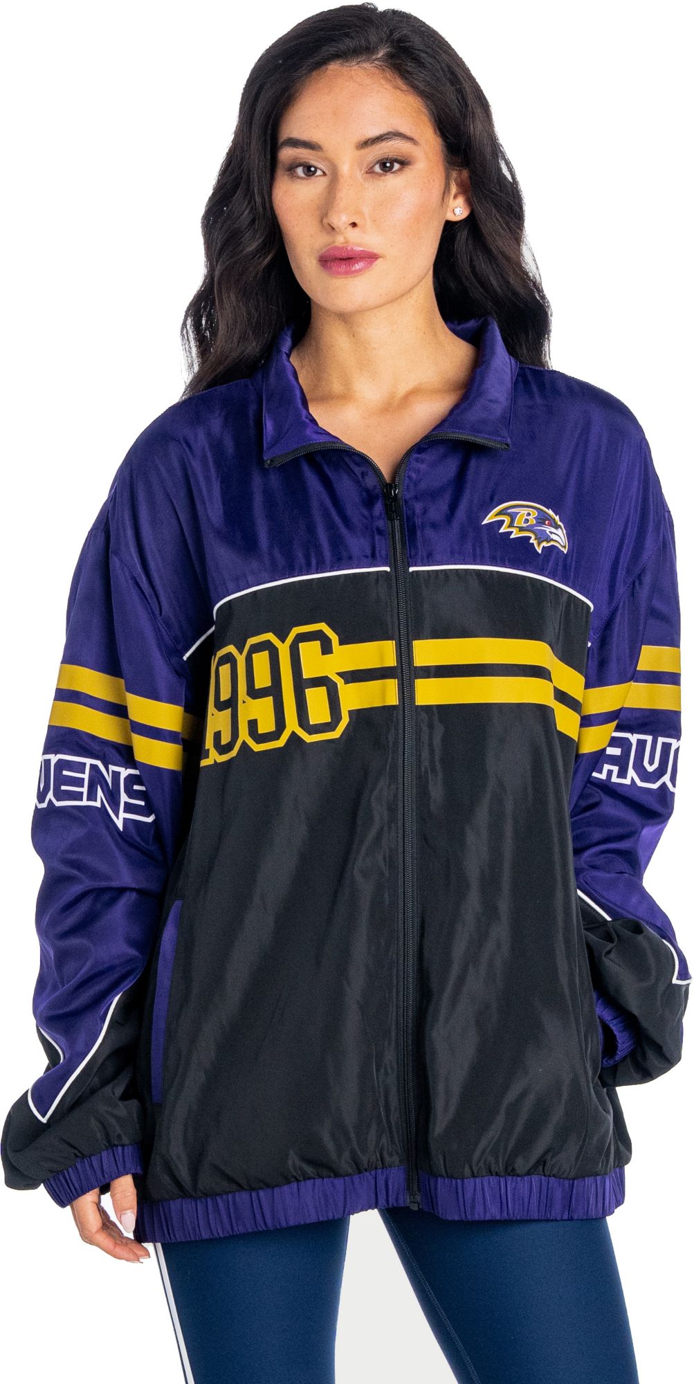 The Wild Collective Women's Baltimore Ravens Oversized Full-Zip