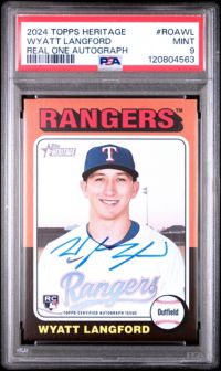 2024 Topps Heritage Real One Autographs ROAWL Wyatt Langford PSA 9