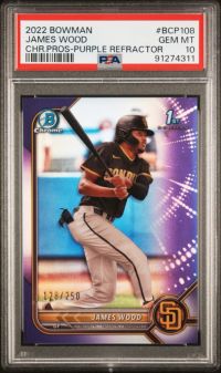 2022 Bowman Chrome Prospects BCP108 James Wood Purple Refractor