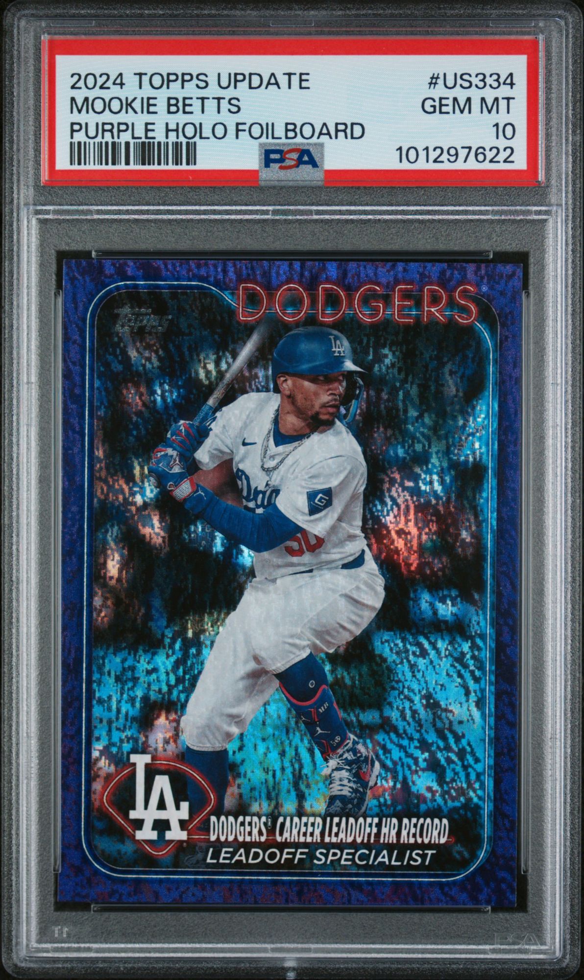 2024 Topps Update Us334 Mookie Betts Purple Holo Foilboard PSA 10