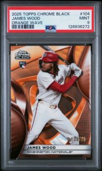 2025 Topps Chrome Black 104 James Wood Orange Wave PSA 9 | Dick's