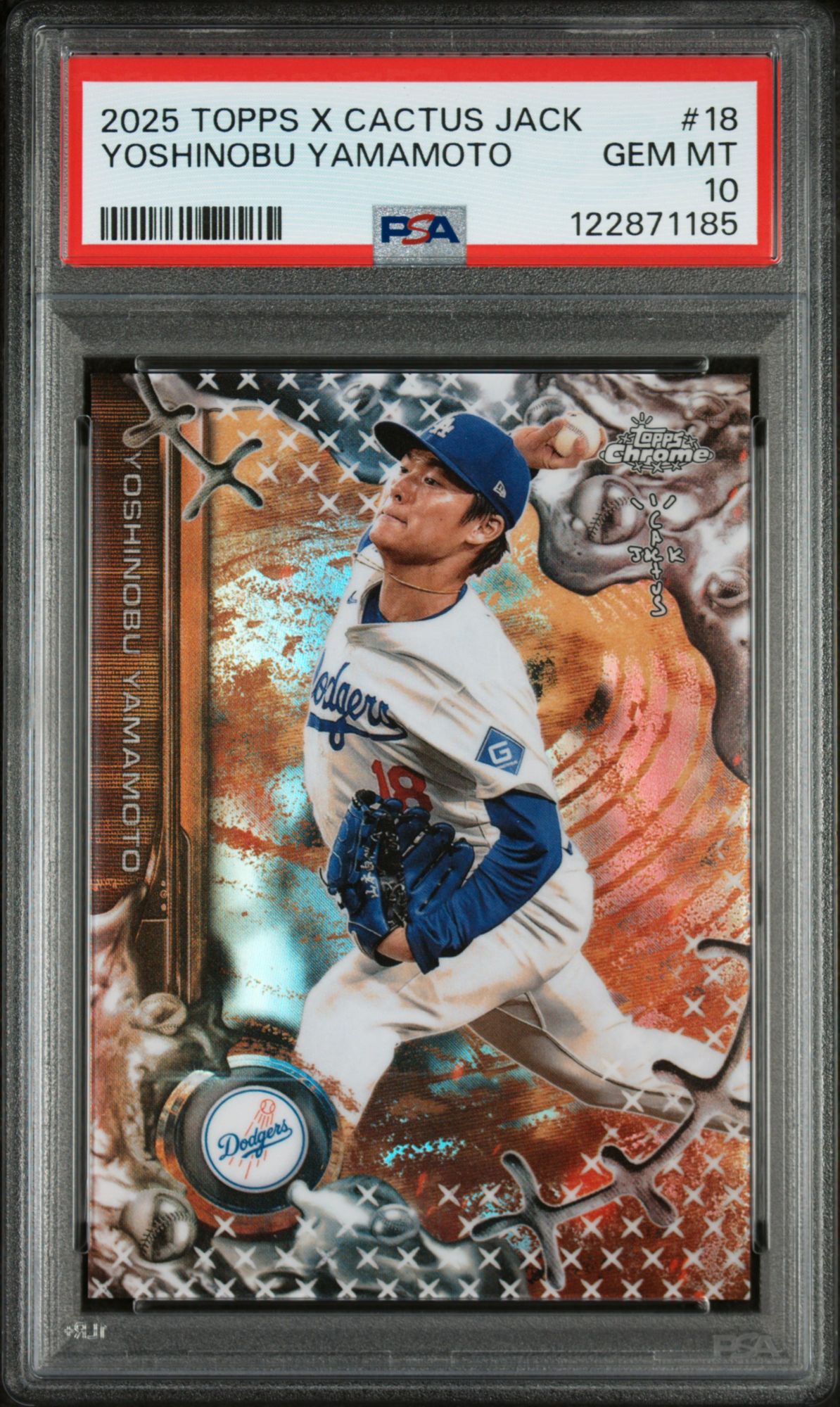 2025 Topps Chrome X Cactus Jack 18 Yoshinobu Yamamoto PSA 10