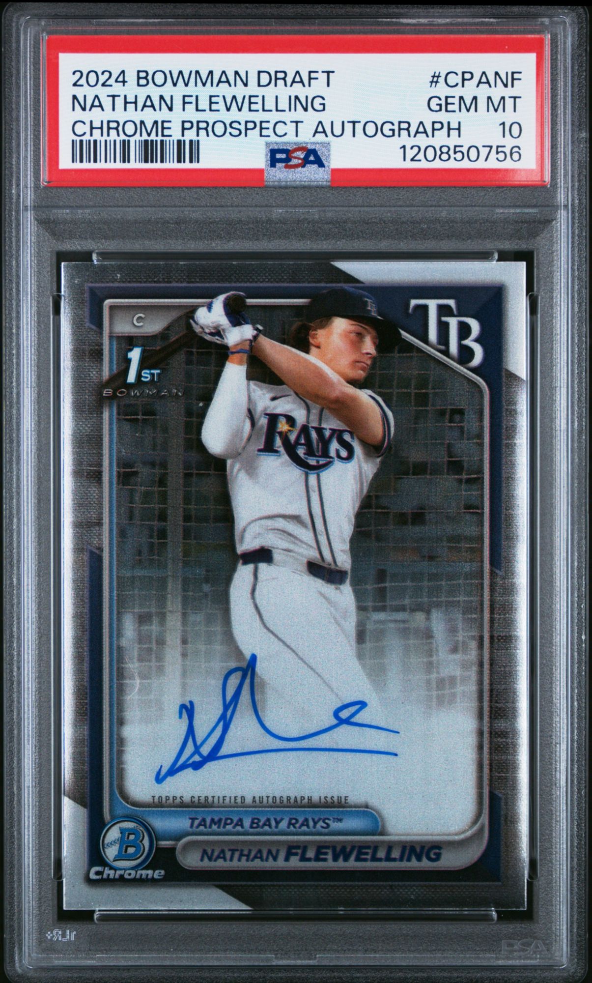 2024 Bowman Draft Chrome Prospect Autographs Cpanf Nathan Flewelling PSA 10 product image
