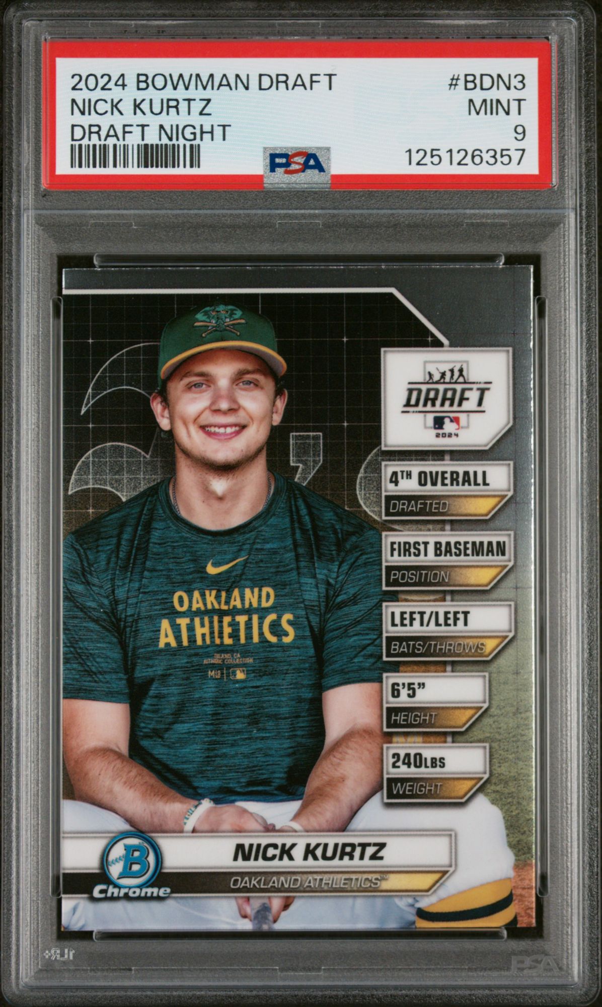 2024 Bowman Draft Bowman Draft Night BDN3 Nick Kurtz PSA 9 product image