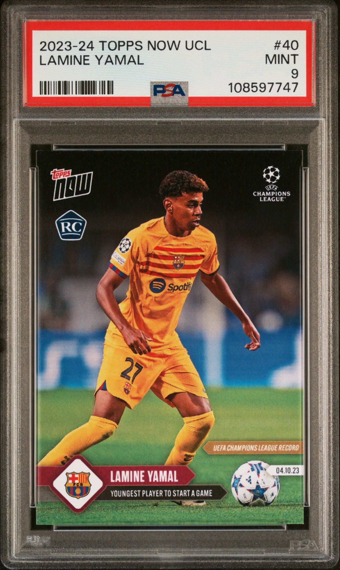 2023 Topps Now UEFA Champions League 40 Lamine Yamal PSA 9 product image