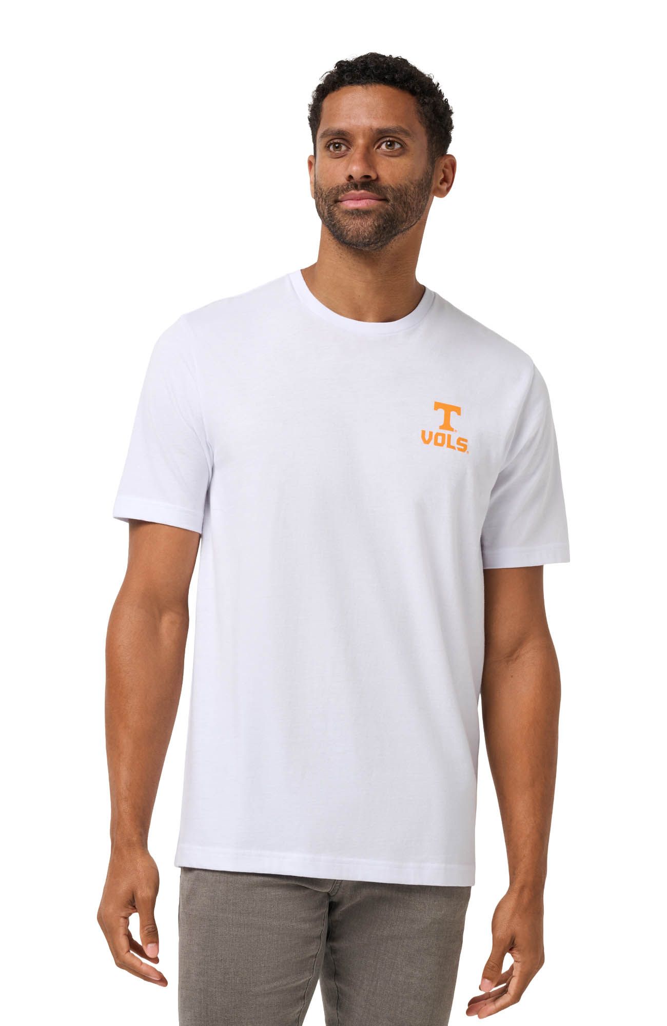 トップス PROFESSIONAL T-SHIRT (WHITE x ORANGE) L TravisMathew Men's Tennessee Volunteers White Student Section T