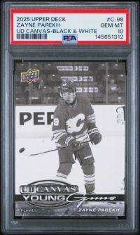 2025 Upper Deck UD Canvas C-96 Zayne Parekh Black & White PSA 10