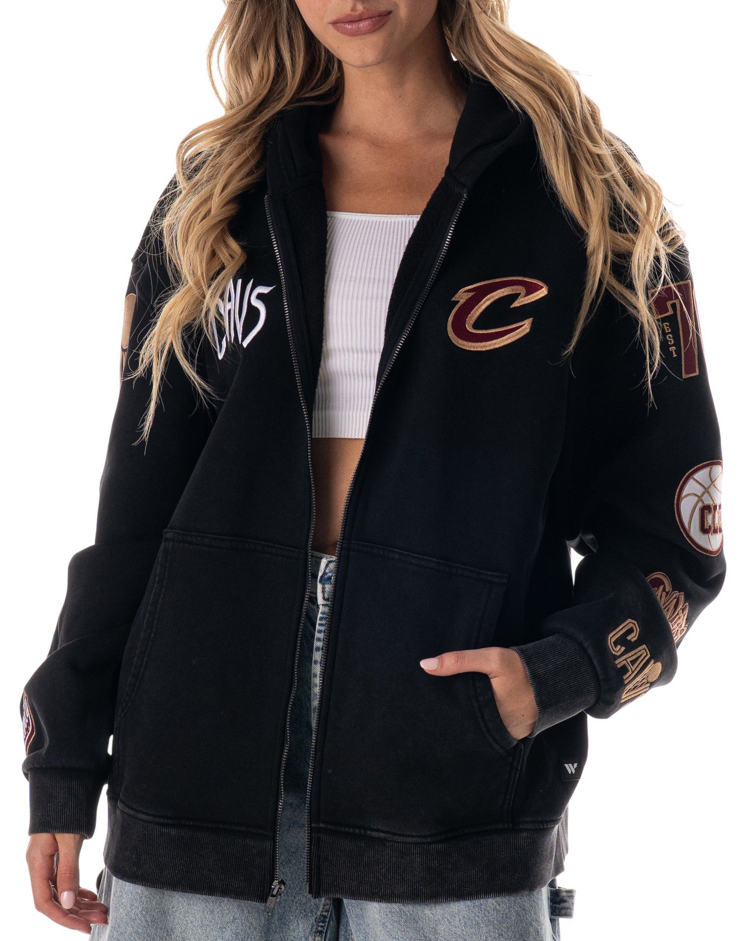 The Wild Collective Adult Cleveland Cavaliers Black Patch Full-Zip Hoodie product image