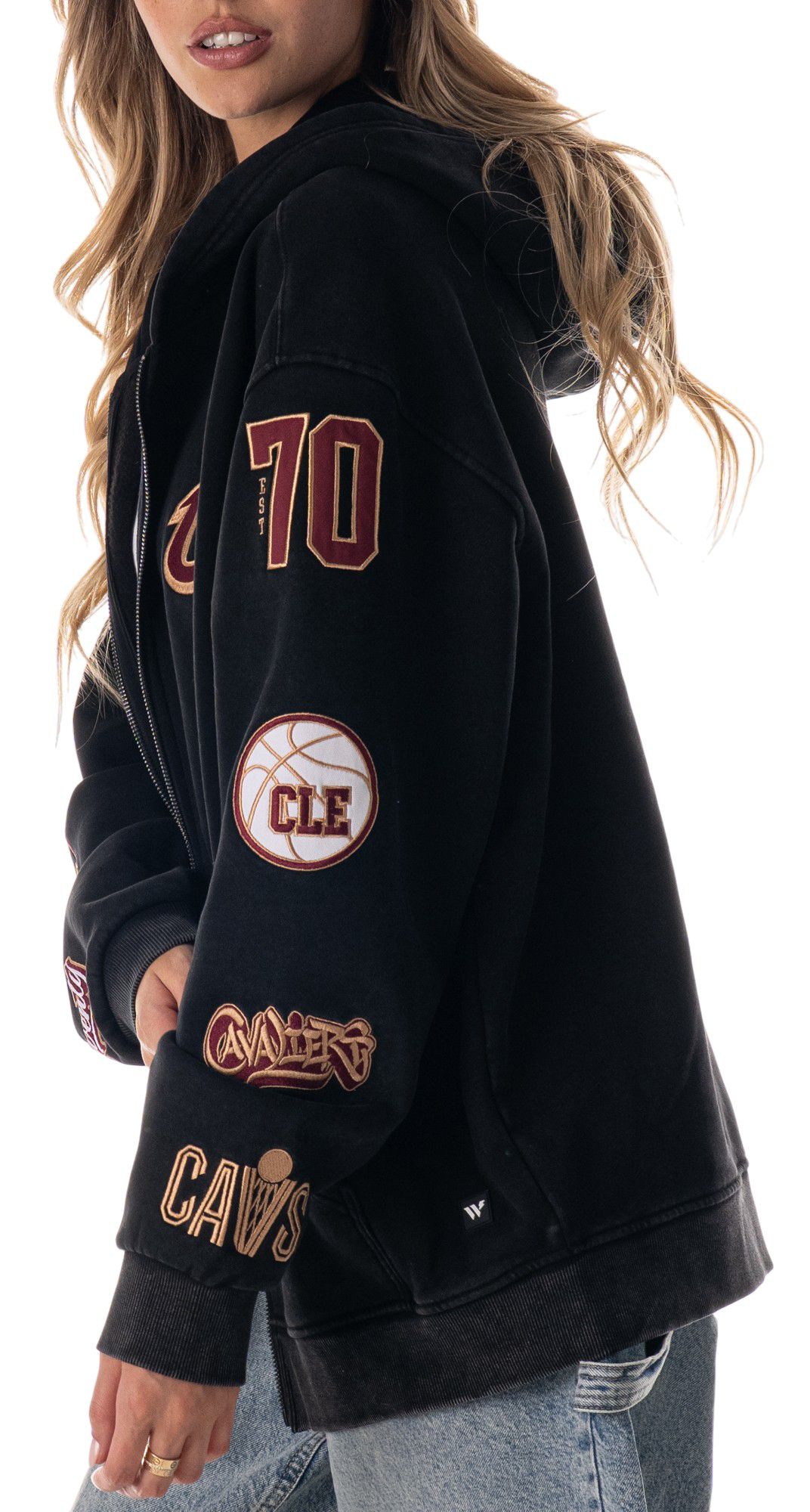 The Wild Collective Adult Cleveland Cavaliers Black Patch Full-Zip Hoodie product image