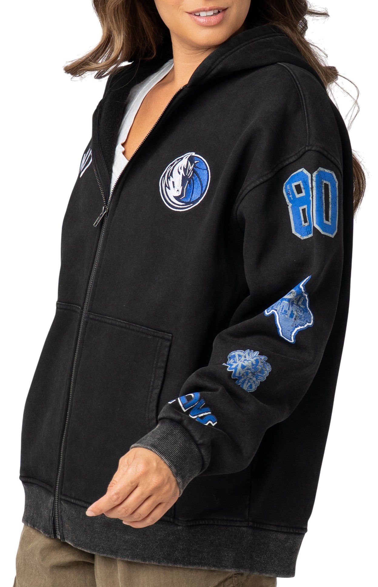 The Wild Collective Adult Dallas Mavericks Black Patch Full-Zip Hoodie product image