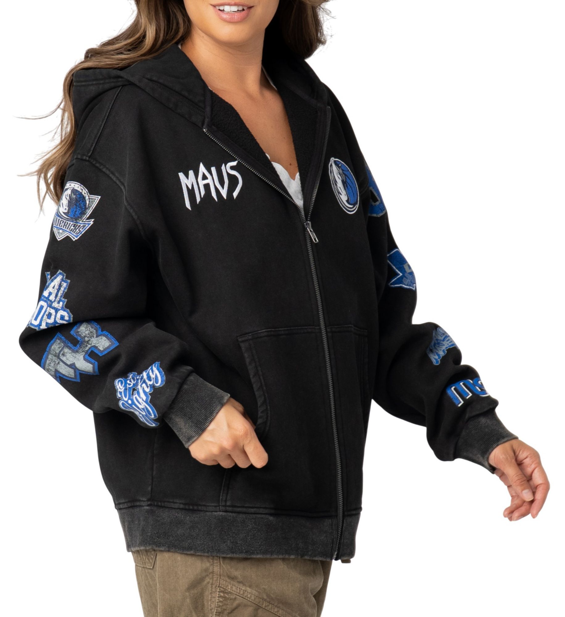 The Wild Collective Adult Dallas Mavericks Black Patch Full-Zip Hoodie product image