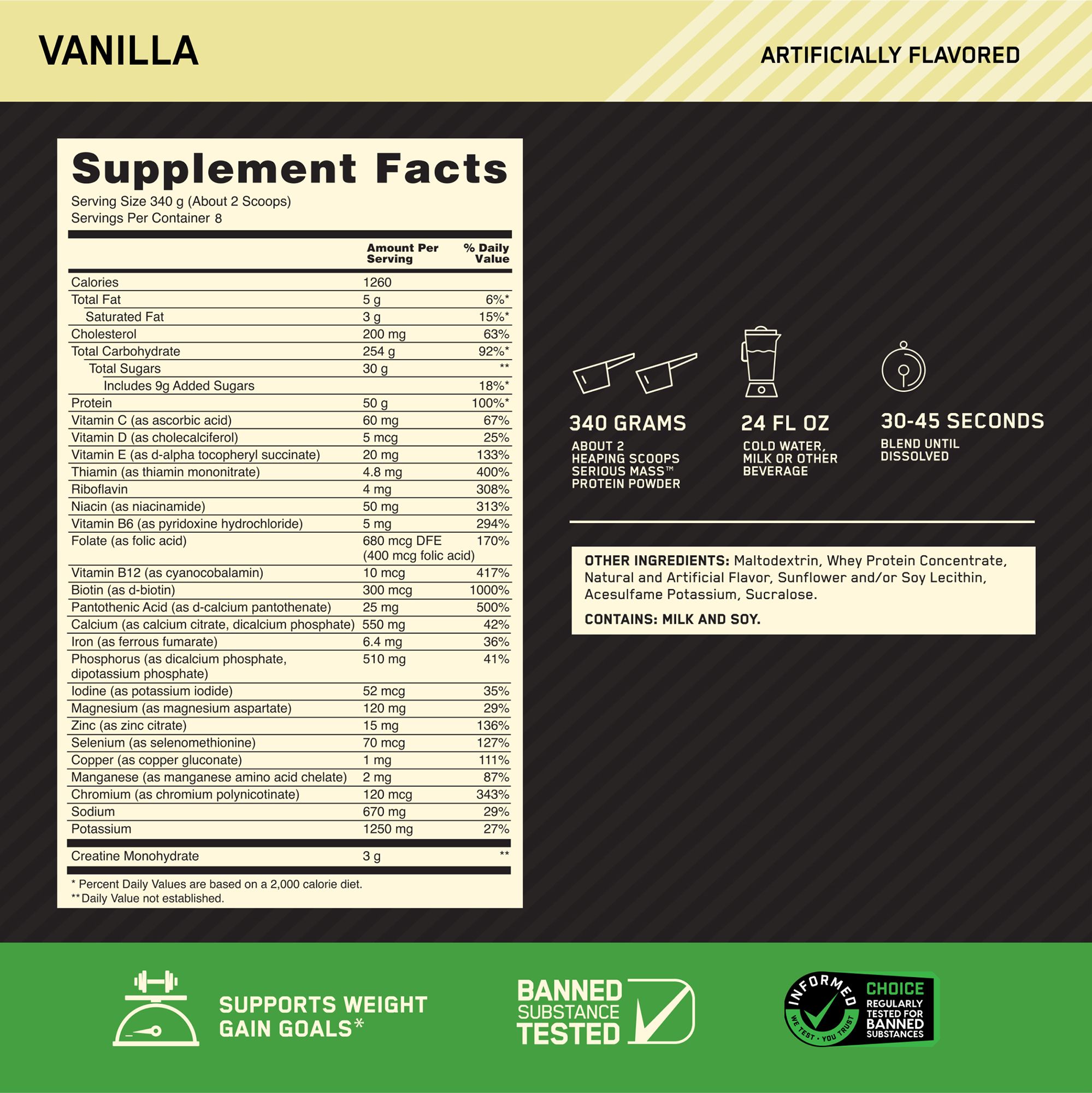 Optimum Nutrition ON Serious Mass 6lb Protein Powder product image