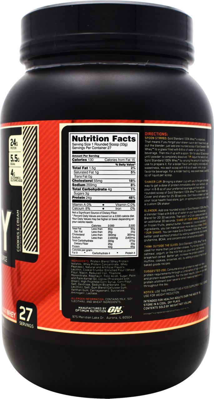 Gold Standard Whey Protein Nutrition Information Besto Blog 3350