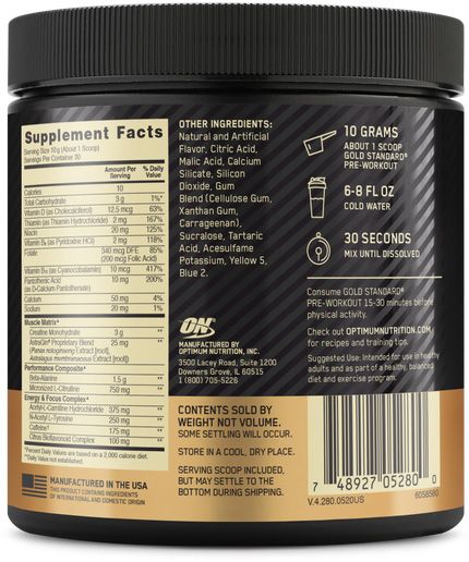 Optimum Nutrition Gold Standard Pre-Workout Green Apple 30 Servings