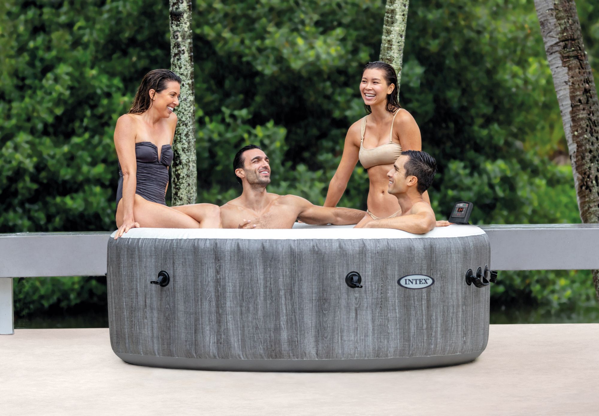 Intex Greywood Deluxe 4-Person Outdoor Inflatable Hot Tub Spa product image