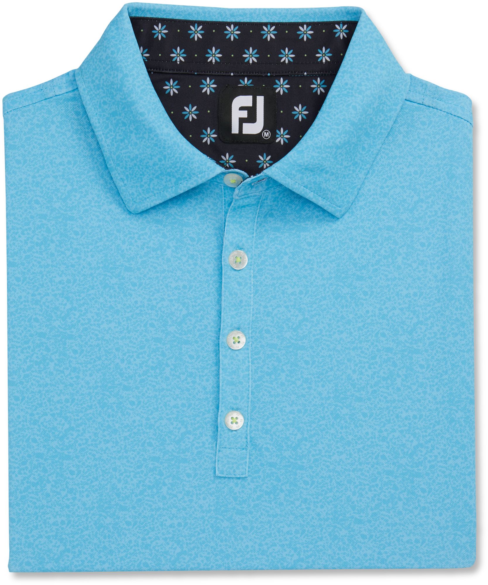 FootJoy Men's Texture Print with Trim Stretch Pique Self Collar Polo