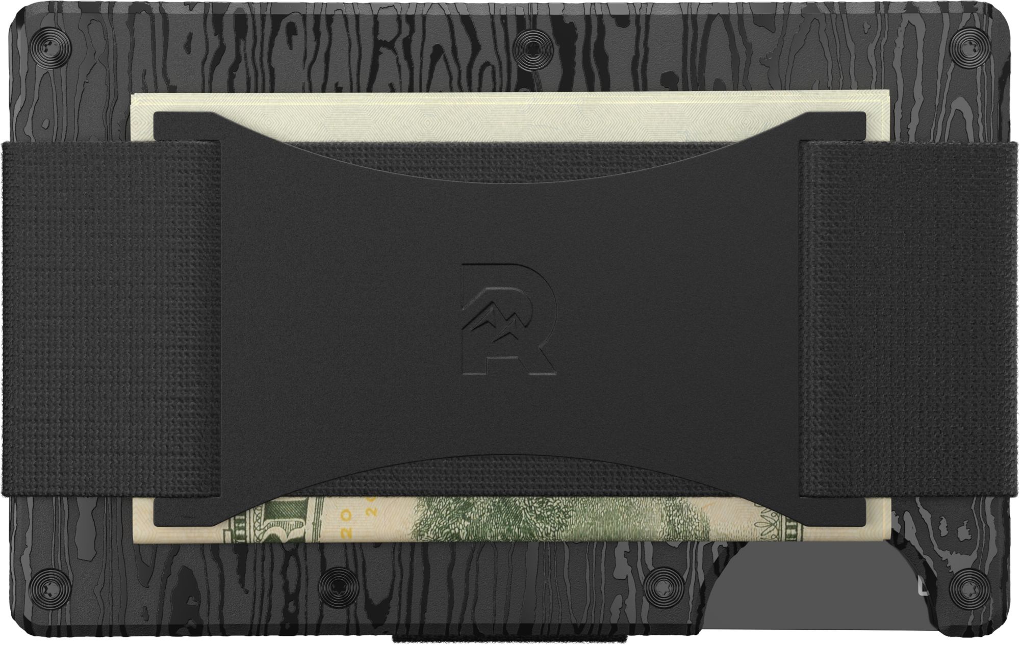 Ridge Wallet Black Damascus Wallet with Cash Strap and Money Clip product image