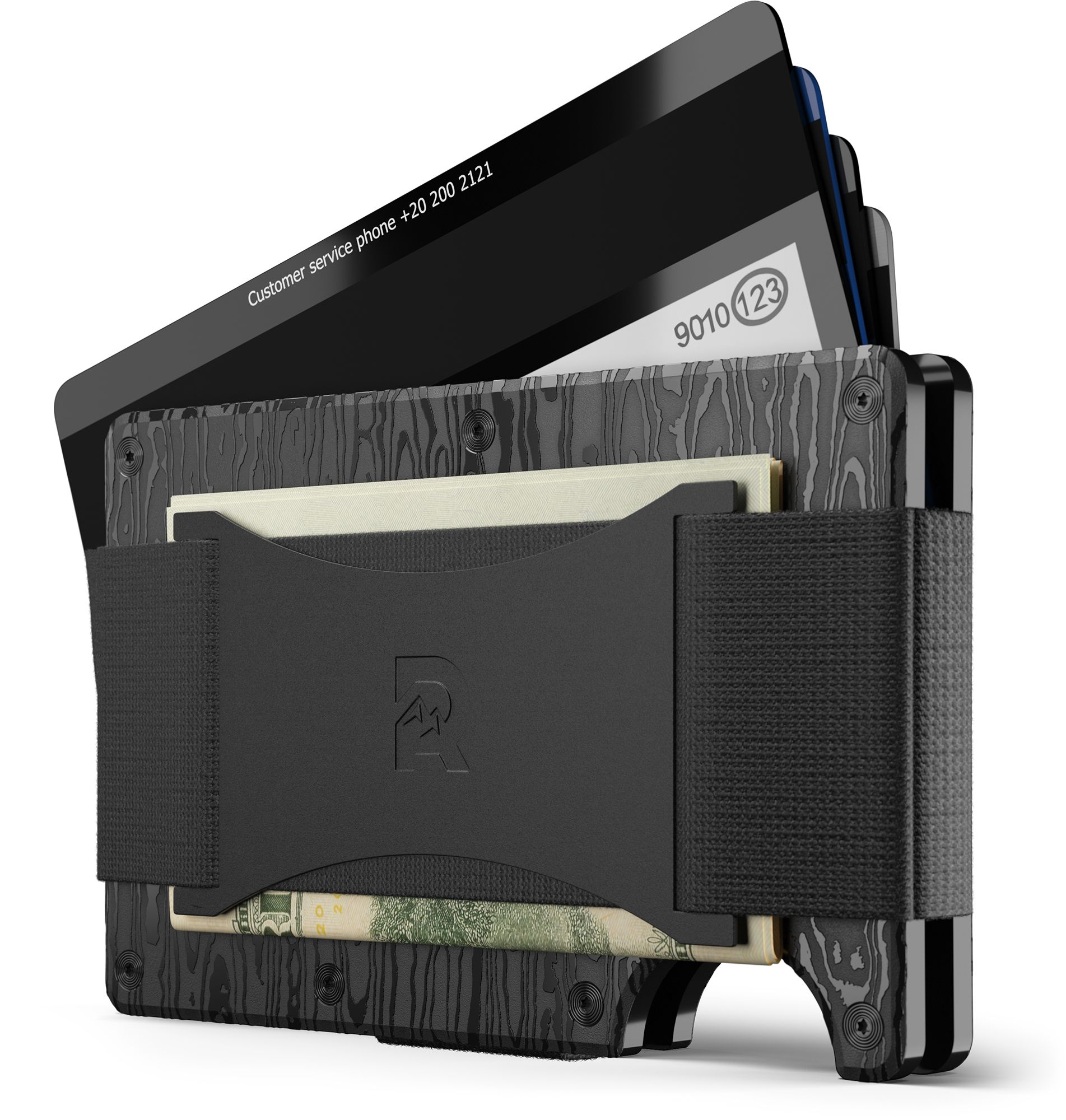 Ridge Wallet Black Damascus Wallet with Cash Strap and Money Clip product image