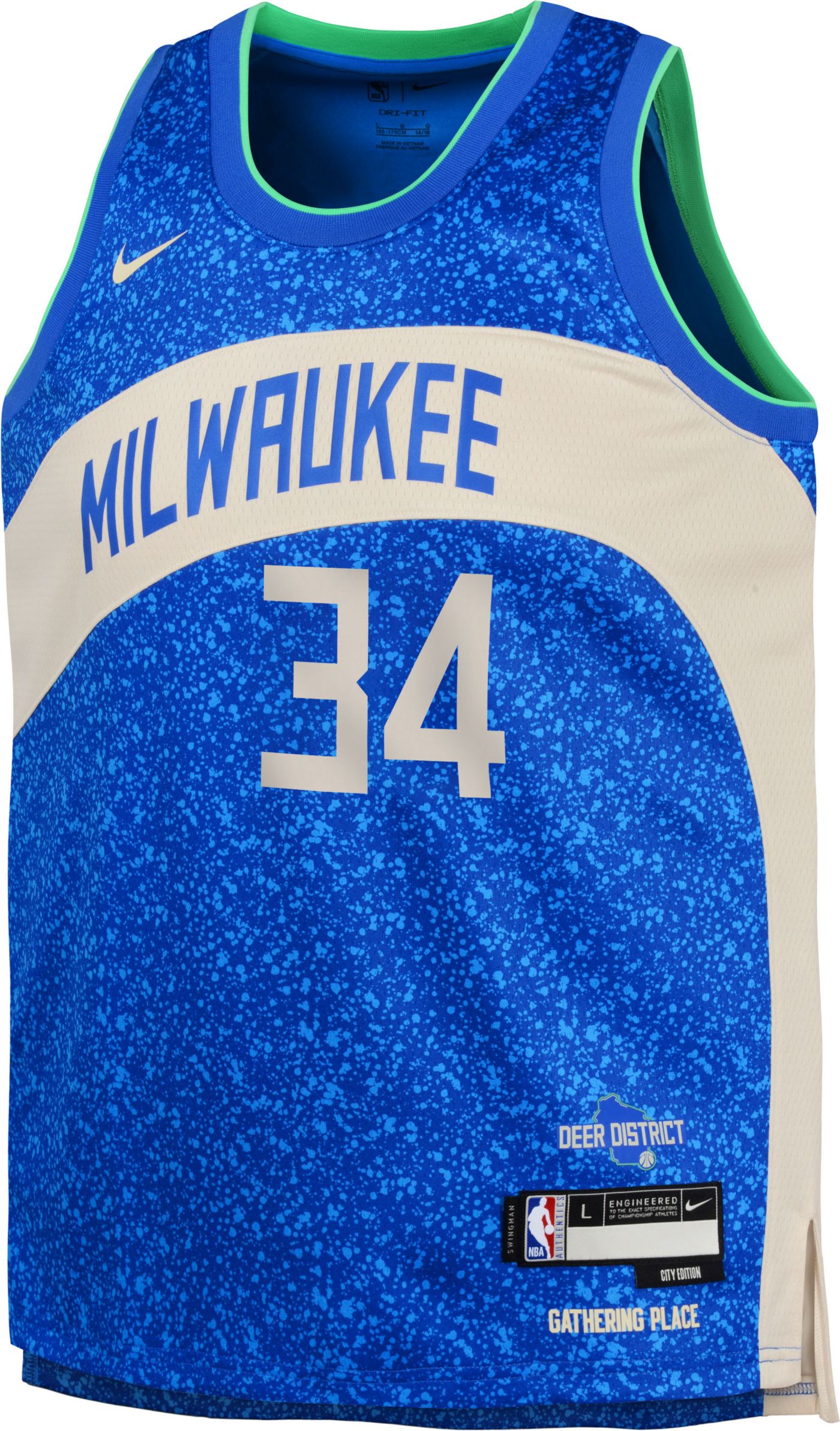 Nike Youth 2023 24 City Edition Milwaukee Bucks Giannis Antetokounmpo 34 Royal Swingman Jersey Dick s Sporting Goods