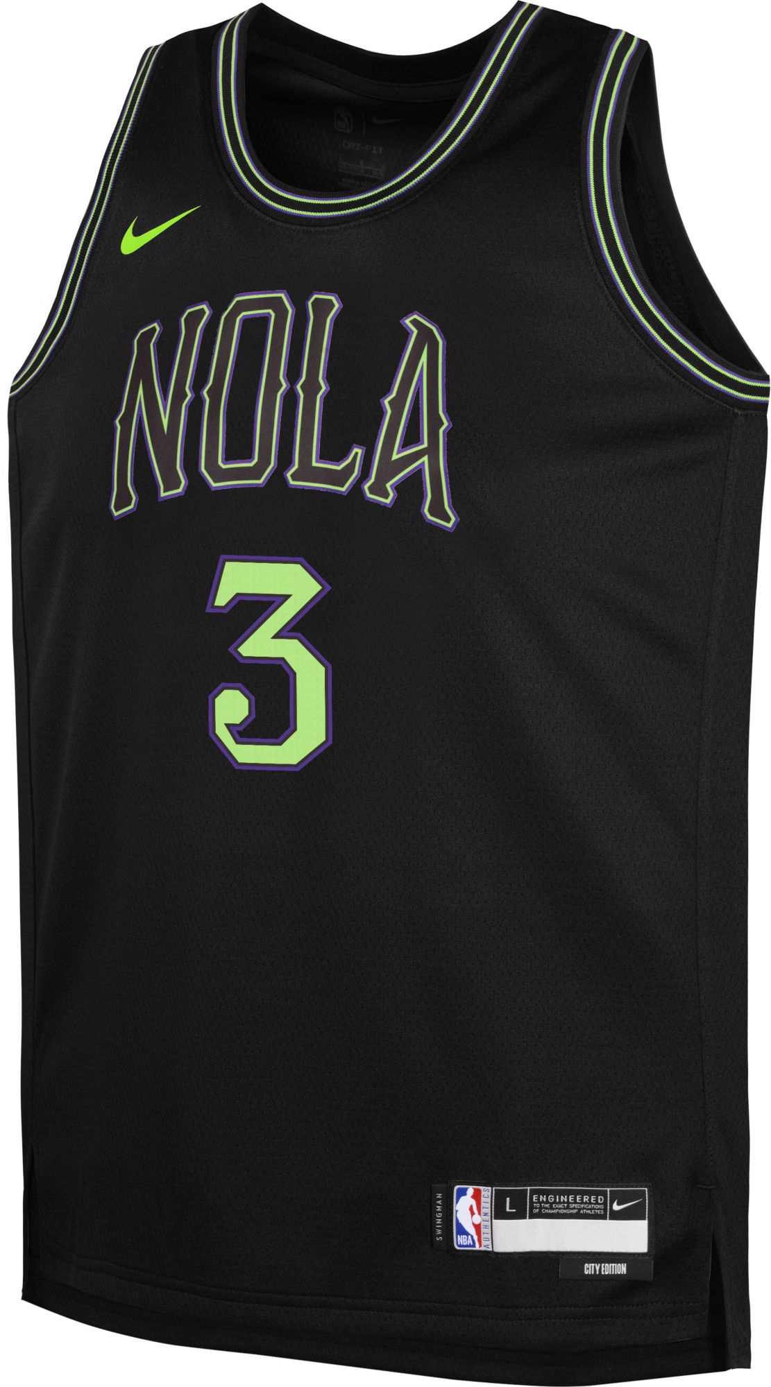 Nike Youth 2023-24 City Edition New Orleans Pelicans CJ McCollum #3 Black Swingman Jersey